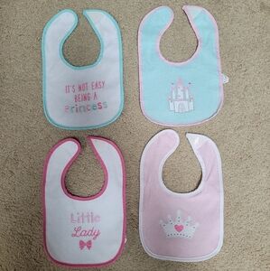 Luvable Friends Princess and Crown Bib Set - Pink and Aqua